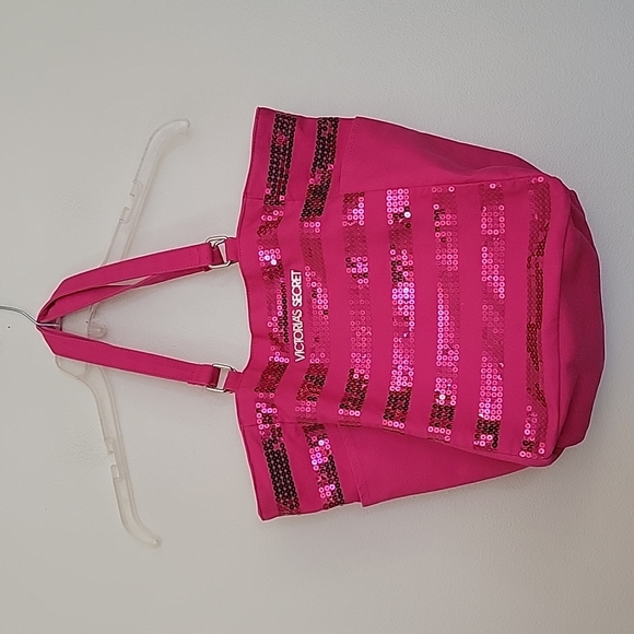 Victoria's Secret Handbags - Victoria's Secret Hot Pink Sequins Canvas Tote Bag